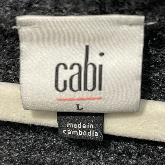 CAbi #4096 Heathered Gray Long Vowl Neck Sweater Cotton Blend Size Large - Picture 4 of 4